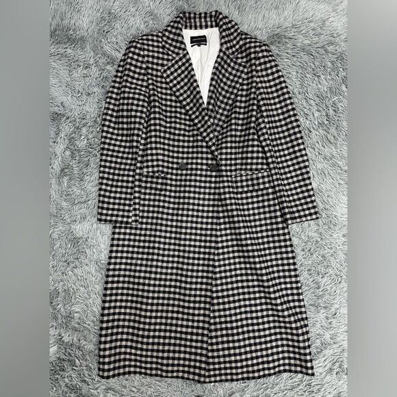 Nordstrom Something Navy Houndstooth Coat Size Medium - Picture 1 of 10